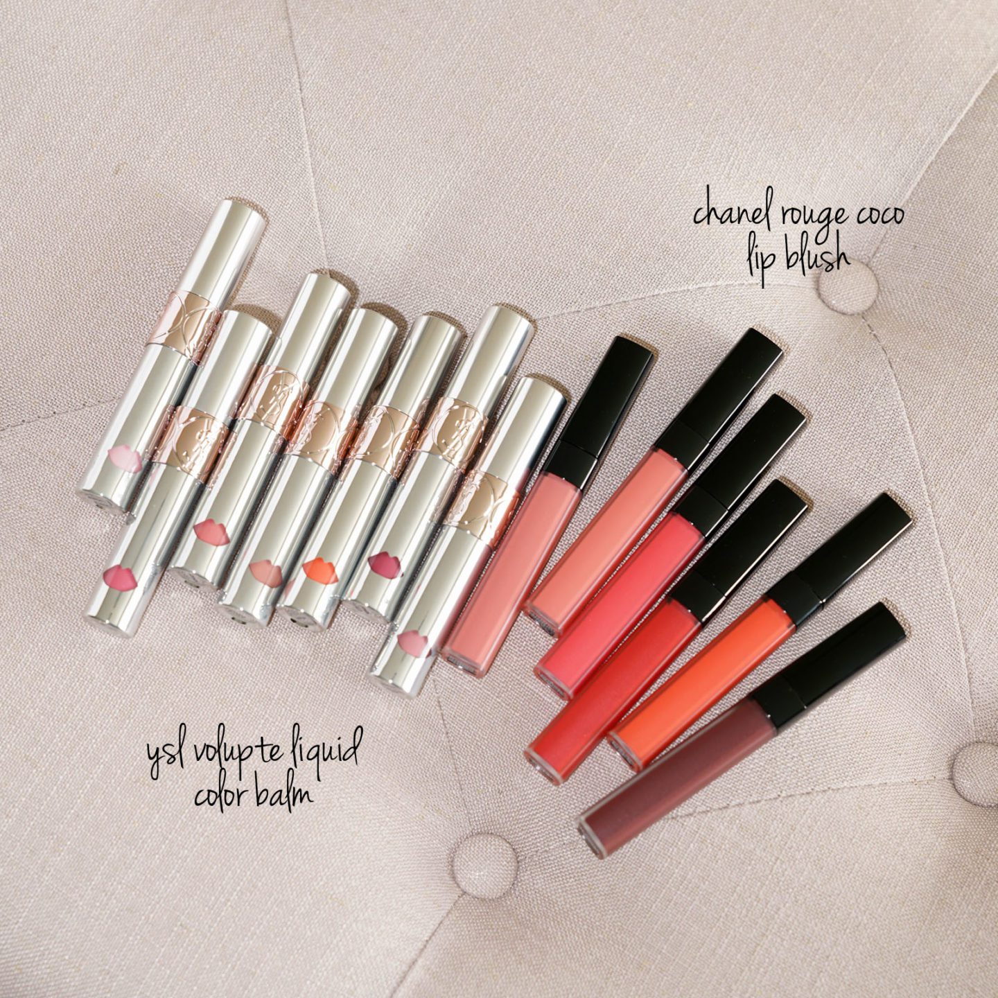 YSL Volupte Liquid Colour Balms and Chanel Rouge Coco Lip Blush Swatches | Skin Glow Find