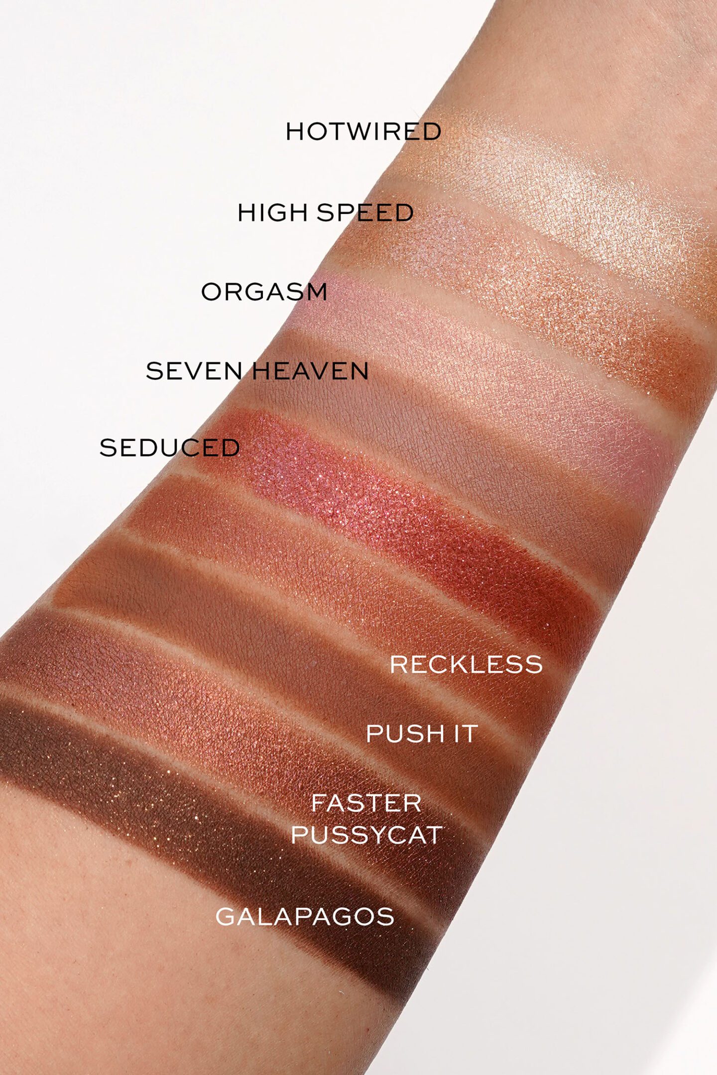 NARS Orgasm Rising Eyeshadow Palette swatches