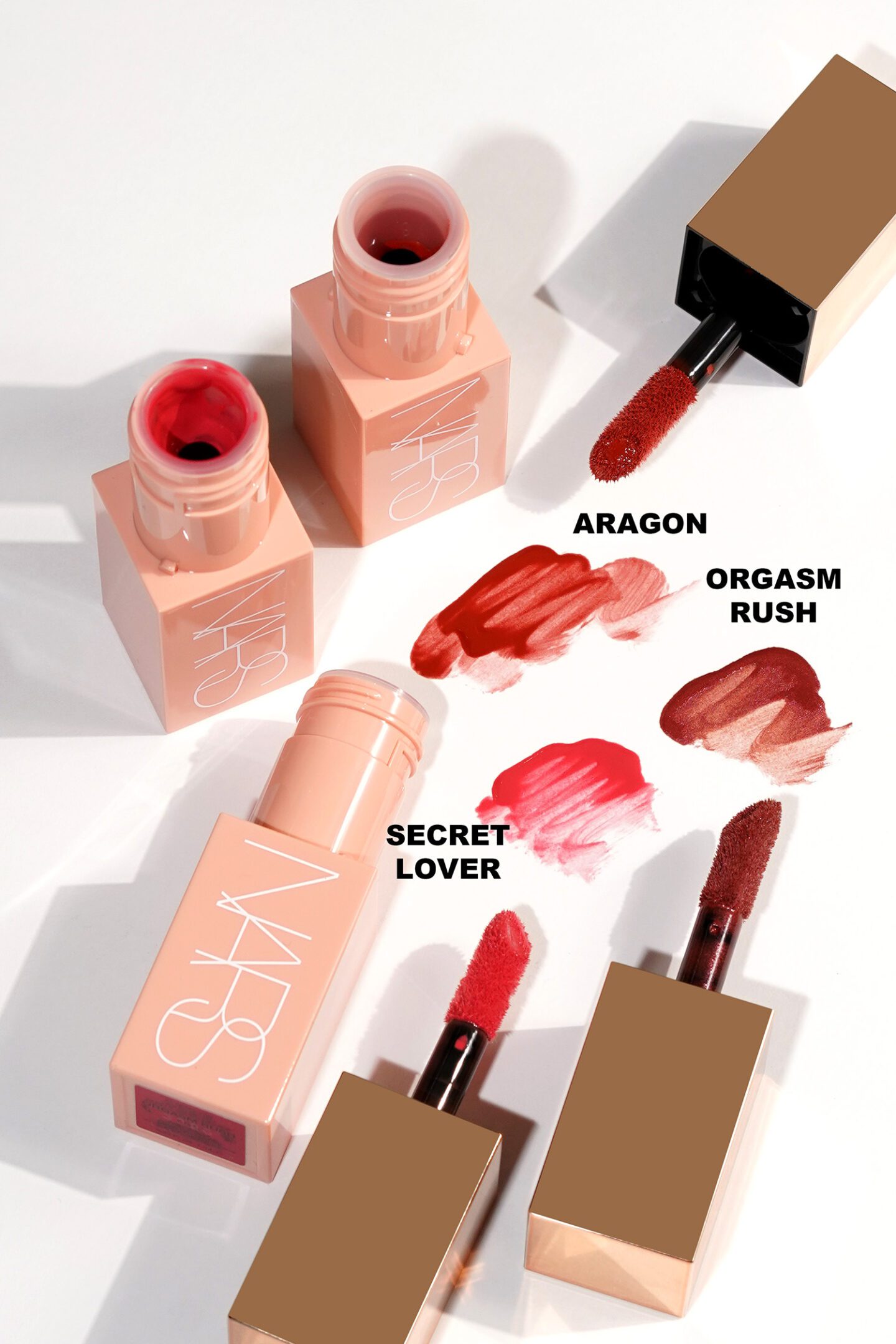 NARS Afterglow Liquid Blush Aragon, Orgasm Rush, Secret Lover
